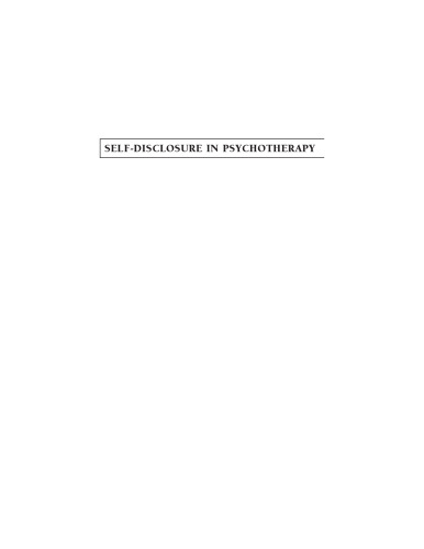 Self-Disclosure in Psychotherapy