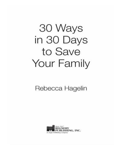 30 Ways in 30 Days to Save Your Family