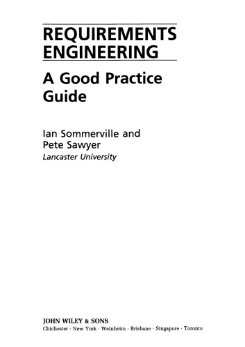 Requirements Engineering - A Good Practice Guide