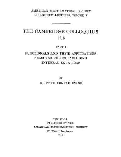 The Cambridge Colloquium - 1916