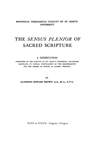 The “Sensus Plenior” of Sacred Scripture