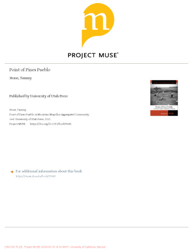 Point of Pines Pueblo: a mountain Mogollon aggregated communit