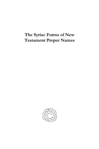 The Syriac Forms of New Testament Proper Names