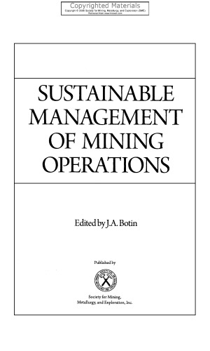 Sustainable Management of Mining Operations