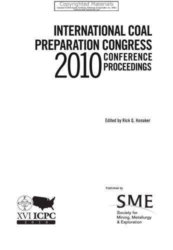 International Coal Preparation Congress 2010 Conference Proceedings
