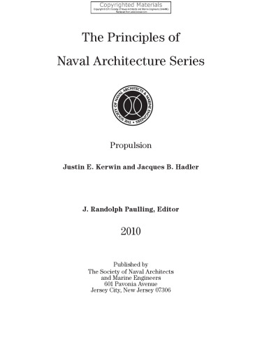 Principles of Naval Architecture Series - Propulsion