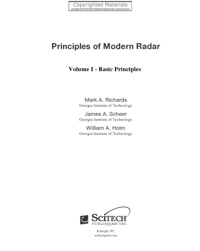 Principles of Modern Radar, Volume I - Basic Principles