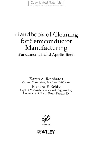 Handbook of Cleaning for Semiconductor Manufacturing - Fundamentals and Applications