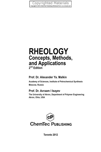 Rheology - Concepts, Methods, and Applications