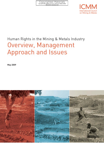 Human Rights in the Mining and Metals Industry - Overview, Management Approach and Issues