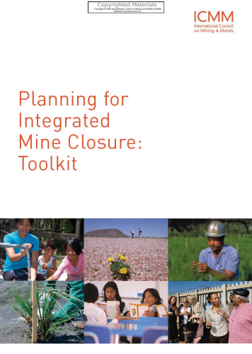 Planning for Integrated Mine Closure - Toolkit