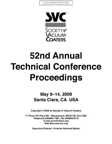 SVC - 52nd Annual Technical Conference Proceedings