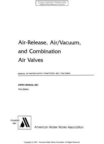 Air-Release, Air/Vacuum and Combination Air Valves