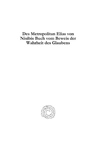 Des Metropolitan Elias Von Nisibis Buch