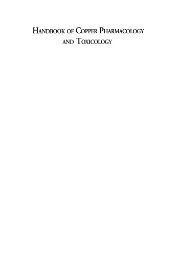 Handbook of Copper Pharmacology and Toxicology