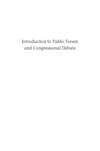 Introduction to Public Forum and Congressional Debate