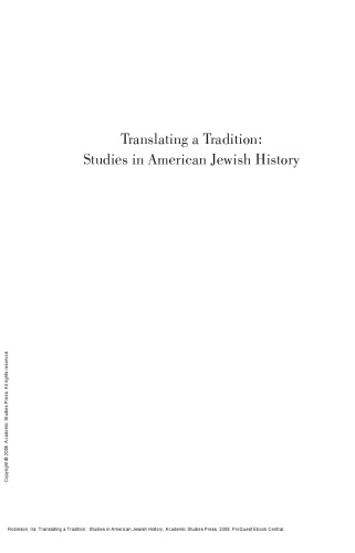 Translating a Tradition : Studies in American Jewish History