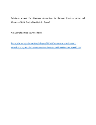Solutions Manual Advanced Accounting