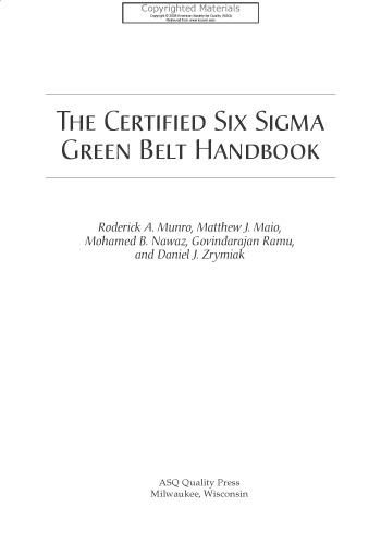 Certified Six Sigma Green Belt Handbook