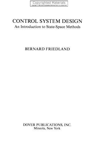 Control System Design - An Introduction to State-Space Methods