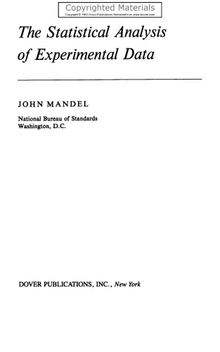 Statistical Analysis of Experimental Data
