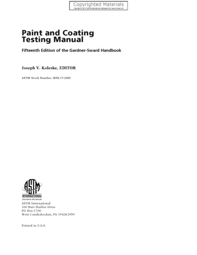 Paint and Coating Testing Manual - Fifteenth Edition of the Gardner-Sward Handbook