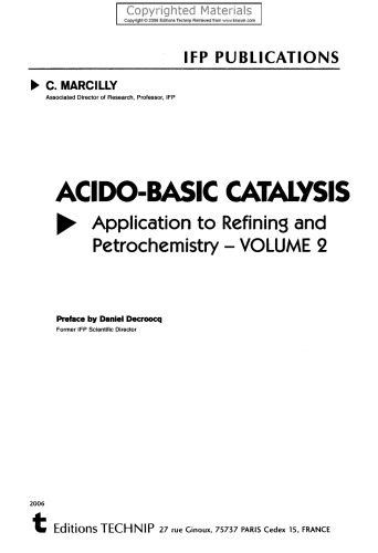 Acido-Basic Catalysis, Volume 2 - Application to Refining and Petrochemistry