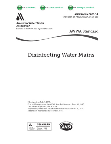 ANSI AWWA C651-14 Disinfecting Water Mains