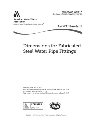 ANSI AWWA C208-17 Dimensions for Fabricated Steel Water Pipe Fittings