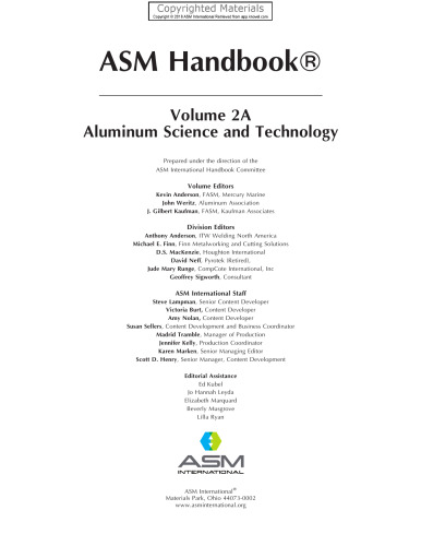 ASM Handbook, Volume 2A, Aluminum Science and Technology