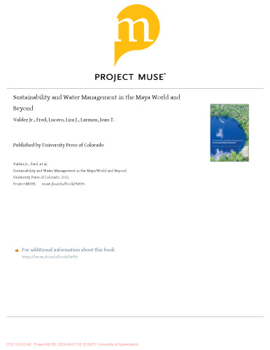 Sustainability and Water Management in the Maya World and Beyond
