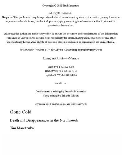 Gone Cold: Death and Disappearances in the Northwoods