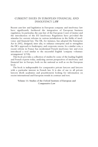 Current issues in european financial and insolvency law