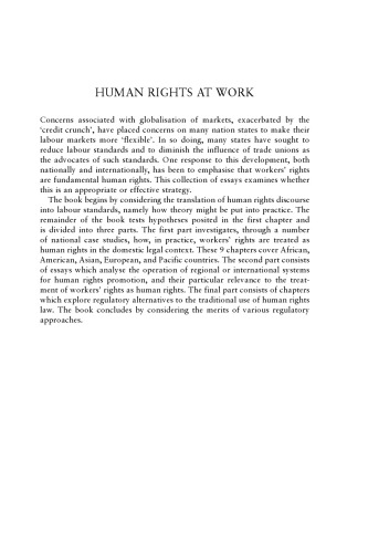 Human Rights at Work: Perspectives on Law and Regulation