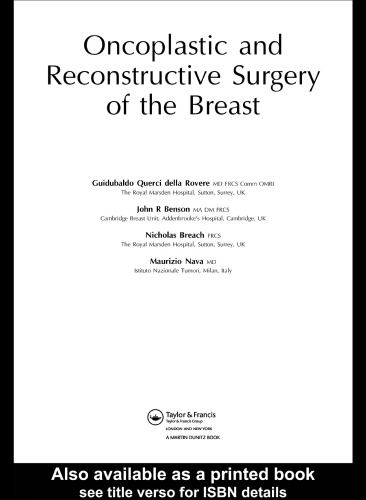 Oncoplastic and Reconstructive Surgery of the Breast