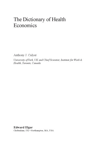 The Dictionary of Health Economics ()