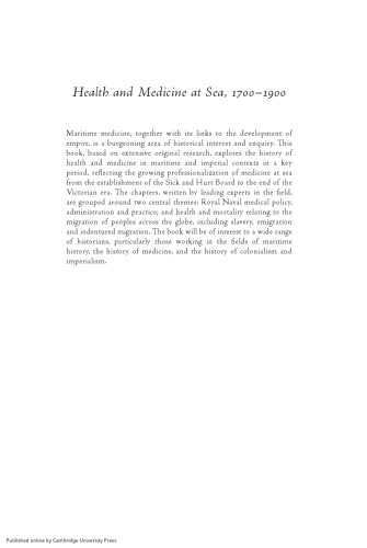 Health and Medicine at Sea, 1700-1900