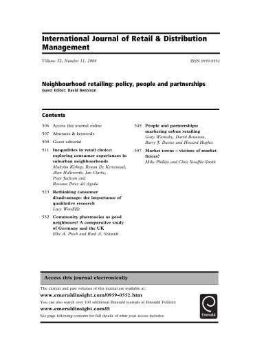 Neighbourhood Retailing : Policy, People and Partnerships