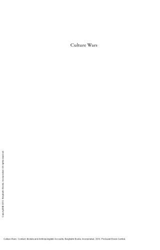 Culture Wars : Context, Models and Anthropologists' Accounts