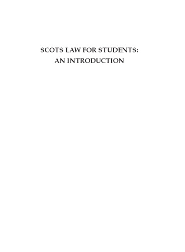 Scots Law for Students : An Introduction