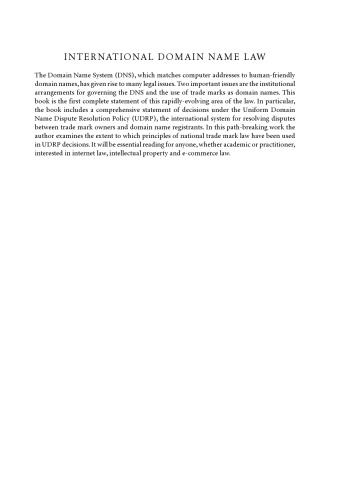 International Domain Name Law : ICANN and the UDRP