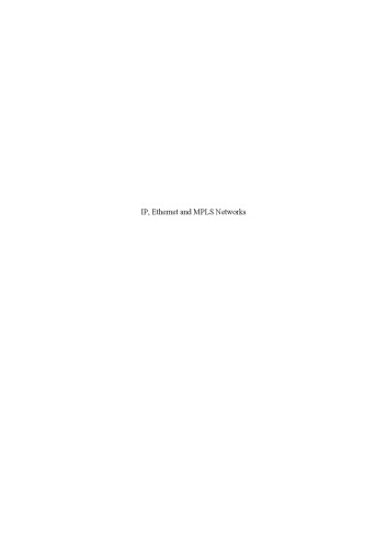 IP, Ethernet and MPLS Networks