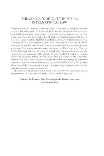 The concept of unity in public international law