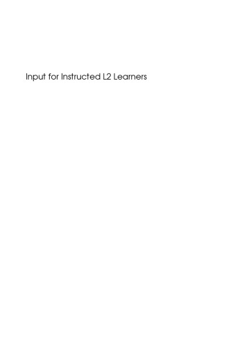 Input for Instructed L2 Learners: The Relevance of Relevance