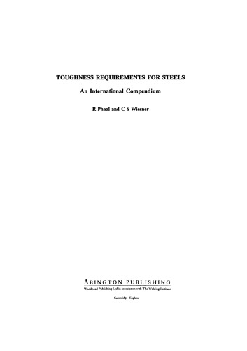 Toughness Requirements for Steels. An International Compendium