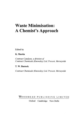 Waste Minimisation. A Chemist's Approach