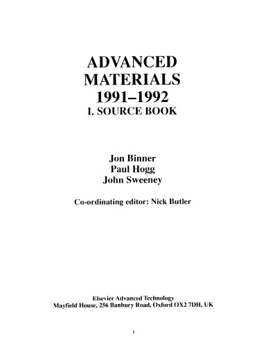 Advanced Materials 1991–1992. I. Source Book