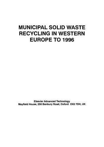 Municipal Solid Waste Recycling in Western Europe to 1996