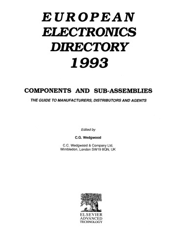 Components and Sub-Assemblies. The Guide to Manufacturers, Distributors and Agents