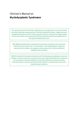 Clinician’s Manual on Myelodysplastic Syndromes
